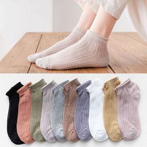 Women's Ankle <b>Socks</b> Cotton Breathable Hollow Mesh Short <b>Socks</b> Sweat Absorbing Solid Color Casual <b>Socks</b> For Spring Summer - Product Image 1