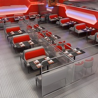 Muebles de Restaurante con Temática de Ciencia Ficción, Sofá Banqueta Personalizado con Respaldo Alto y Juego de Mesa con Pedestal para Bistro o Discoteca Moderna