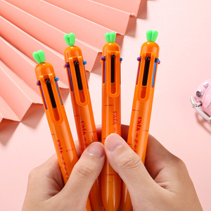 Bolígrafo de zanahoria de dibujos animados lindo colorido 6 colores diario retráctil bolígrafo de firma creativo Multicolor - Product Image 4