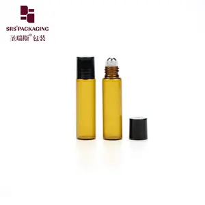 Wholesale 5ml amber glass roll on bottle in stock empty cosmetic packaging ready to ship