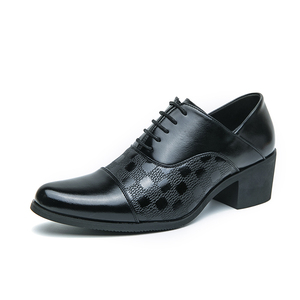 Zapatos Oxford de vestir para hombre, estilo Derby, con tacón de bloque, de <span class=keywords><strong>charol</strong></span> y microfibra, de moda, con punta, que aumentan la altura - Product Image 1