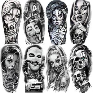 Custom 1 Sheet Sexy Evil Women Face <strong>Joker</strong> Mask Temporary <strong>Tattoos</strong> for Body &amp; Face Waterproof Realistic Paper New Designs - Product Image 1