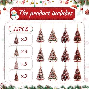 Christmas Hanging Tree Ornaments Acrylic Pendant Candy Cane Gift <b>Box</b> <b>Balloon</b> Party Holiday Decor 12Pcs - Product Image 2