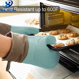 Nouveauté : Gants de four en <span class=keywords><strong>silicone</strong></span> à pois, résistants à la chaleur, couleur personnalisable, avec doublure en tissu coton pour la cuisine - Product Image 5