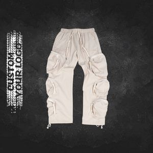 Personalizado Casual Multi bolsillo recto al aire libre Cargo Joggers elástico táctico de los hombres pantalones de sarga de algodón Streetwear Pantalones - Product Image 1