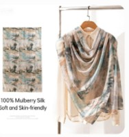 Nouveaux foulards en soie longs à imprimé animal beige pour le printemps et l'été - Doux pour la peau - Prix bas pour la vente en gros