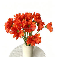 Bunga Gerbera Daisy Buatan Berkualitas Tinggi L-144, Tangkai Tunggal, Bunga Palsu Sentuhan Asli, Warna Oranye, Krisan Palsu, Grosir