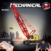 Modèle de grue électrique télécommandée BLOCKMOC, jouet éducatif, véhicule d'ingénierie sur chenilles, blocs de construction ABS