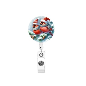 Christmas reindeer keychain with retractable badge scroll <b>ID</b> clip name tag Christmas gift card <b>holder</b> - Product Image 5