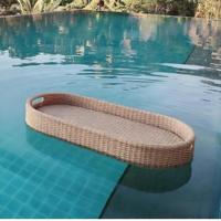 Trendy bladsvormig zwembad dienblad van PP rotan, waterdicht, geschikt voor badkamer, hotel, villa, ontbijt, fruit.