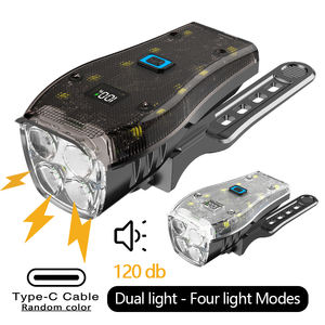 Lumière avant de vélo à LED, support de guidon en ABS, alimenté par batterie, 500 lumens, plastique, avec fonction d'alarme pour l'extérieur - Product Image 2