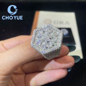 hot sale 925 Sterling <b>Silver</b> Custom VVS Moissanite Snowflake <b>Ring</b> Ice Out Eternity Band Hip Hop <b>for</b> <b>Men</b> Pass Diamond Tester GRA - Product Image 3