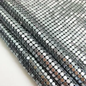 3mm ánh sáng lung linh kim loại sequin Chuỗi liên kết vải cho rèm kim loại lưới vải cho bảng vải Đảng Backdrop
