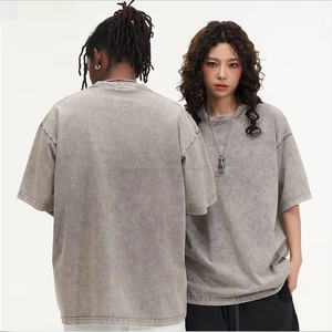 เสื้อยืดวินเทจฟอกสีสำหรับผู้ชาย สกรีนโลโก้ได้ ผ้าหนา 100% คอตตอน ทรงโอเวอร์ไซส์ สไตล์ลำลอง ผ้าถัก - Product Image 3