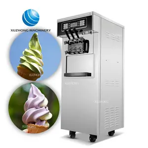 Machine industrielle à crème glacée molle à 3 saveurs en acier inoxydable Machines de fabrication de glace pour snacks Machine à crème glacée pour gelato