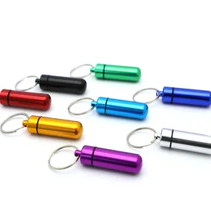 Waterdichte Mini Kleine Sleutelhanger Pillendooshouder Metalen Pillendoos Capsule Sleutelhanger Waterdichte Aluminium Pillendoos Organisatoren