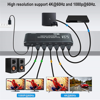 Commutateur HDMI 2.0 4K 60Hz avec extracteur audio 3,5 mm, 4 entrées 2 sorties, séparateur de commutateur HDMI 2x4, optique Toslink SPDIF, scaler HDCP 2.2 pour PS