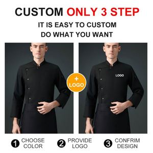 Veste de travail imperméable pour homme, uniforme de cuisine, pantalon de travail, manches longues, coupe ajustée, veste de chef de restaurant, personnalisable - Product Image 4