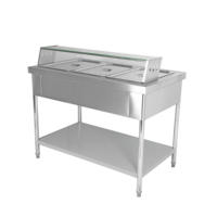 Bain-marie électrique commercial à 4 bacs, chauffe-plats en acier inoxydable, table vapeur de buffet avec contrôle de température