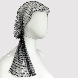 SZ1339 nouveau 2025 élastique <span class=keywords><strong>tissu</strong></span> cristal strass maille cristal Net cheveux <span class=keywords><strong>Snood</strong></span> Bling Turban casquettes tête enveloppement pour les femmes - Product Image 1