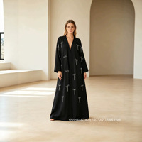 Nouvelle Tendance Mode Éthnique Été 2025 – Cardigan Abaya Ample à Manches Longues, Brodé de Perles Exquises et Couleur Unie