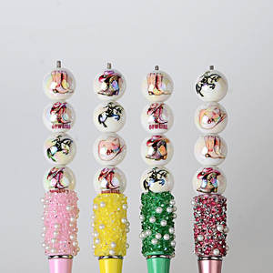 16mm Acrylic Printed Mixed Color Fashionable Women's Western Cowboy-Style Round <b>Bead</b> DIY Phone Stringing Pen Accessory Holes - Product Image 5