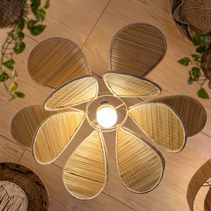 LAMPE À SUSPENSION CHICK LEAF LAMP en bambou tissé à la main, lampe suspendue en rotin naturel, lampe de plafond florale pour la décoration de la maison - Product Image 3