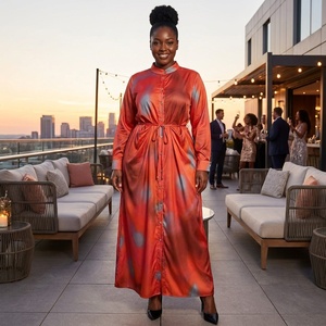 Robe longue plissée <span class=keywords><strong>Miyaki</strong></span> grande taille pour femme, élégante et décontractée, couleur unie, avec boutons, idéale pour les fêtes – Vente en gros Afrique - Product Image 3