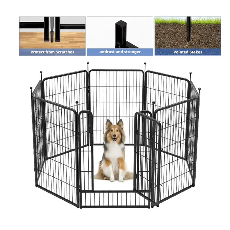 Nuovo recinto per animali domestici a 8 pannelli regolabile portatile pieghevole galvanizzato Heavy Duty Wire Dog Exercise box box Pet Dog Play pen in vendita