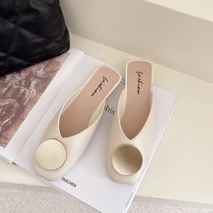 Women's Fashion Leather <b>Slides</b> for Slippers Closed Toe Mules Sandals with Platform Heels for Outdoor Use in Spring and Summer - Product Image 4