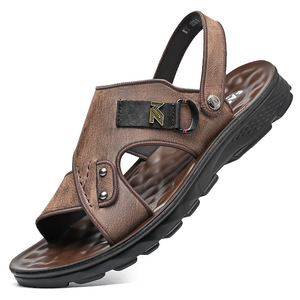 รองเท้าแตะสายไขว้ผู้ชายสีน้ำตาลกันลื่นฤดูร้อนรองเท้าชายหาดลำลองสไตล์เยาวชน - Product Image 5