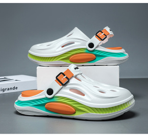 Sandales d'été à bout rond respirantes avec bandeau pour hommes, pantoufles à semelle épaisse antidérapantes, chaussures de bureau ajourées, chaussures de sport décontractées pour l'extérieur et la plage - Product Image 1