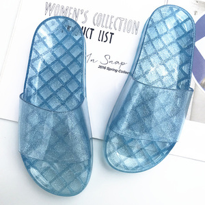 Moda jelly shoes <span class=keywords><strong>sandali</strong></span> <span class=keywords><strong>con</strong></span> plateau da donna <span class=keywords><strong>con</strong></span> glitter pantofole casual comode da spiaggia antiscivolo in cristallo di un pezzo per le donne - Product Image 5