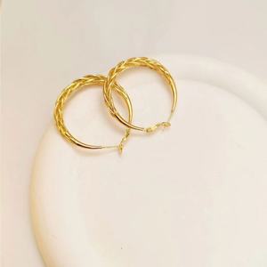 Boucles d'oreilles pendantes papillon circulaires creuses en métal tressé, personnalisées, haut de gamme, tendance, pour femme, style Instagram, collection 24 saisons - Product Image 2