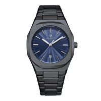 Montre de luxe pour homme HOURLY de haute qualité, en acier inoxydable bleu, octogonale, pour toutes les occasions