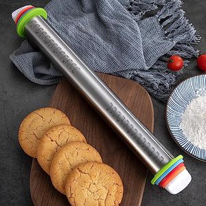 Hot Selling Adjustable 304 Stainless Steel Rolling Pin with Removable <b>Rings</b> 17 Inch Non Stick Rolling Pin for Baking - Product Image 5