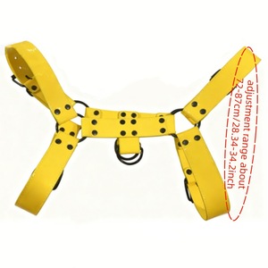 สายรัดหนังสำหรับผู้ชาย สีเหลือง สายรัดหน้าอก สำหรับการแสดงบนเวที - Product Image 3