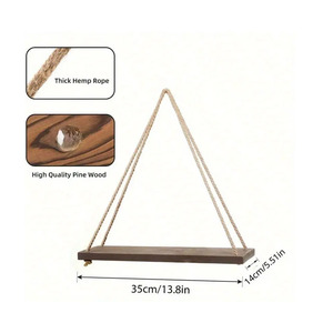 Handmade Influential Wall Hemp <strong>Rope</strong> Hanging Wooden <strong>Shelf</strong> Floating for Home Office Luxury Decor - Product Image 6