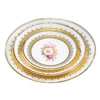 Service de Table de Luxe en Porcelaine Fine Céramique Royal Rose Peint à la Main, Compatible Micro-ondes/Four, 60 Pièces, Écologique, Sans BPA, Idéal pour la Maison