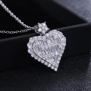 Collana con Ciondolo a Forma di Cuore in Pietra Preziosa Geometrica per Donne, Catena Classica per Fidanzamento - Product Image 3