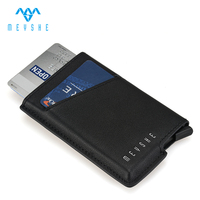 Tarjetero de Cuero Genuino Negro Personalizado con Bloqueo RFID, Diseño Minimalista y Moderno con Botón y Clip