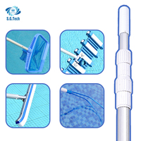 Perche télescopique de nettoyage de piscine Water Crown de haute qualité, écologique, en acier inoxydable avec filet à feuilles en ABS et poignée en plastique durable