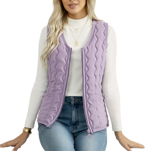 Women's V-Neck Short Quilted Vest Lightweight Warm Polyester Padded Winter Waistcoat for Daily Layering Wear