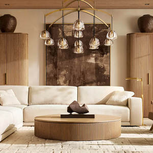 60" Large Round Industrial Restaurant Living Room Chandelier Big Modern Luxury Brass Crystal Chandelier For Hotel - Product Image 5