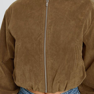 <b>Women</b> Solid Color <b>Zip</b> <b>Up</b> Stand Collar Short <b>Jacket</b> Casual Street Style Y2K Fashion Lightweight Versatile Daily Wear - Product Image 6