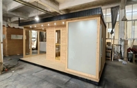 Sauna combiné préfabriqué de luxe en bois massif écologique pour extérieur avec salle de repos