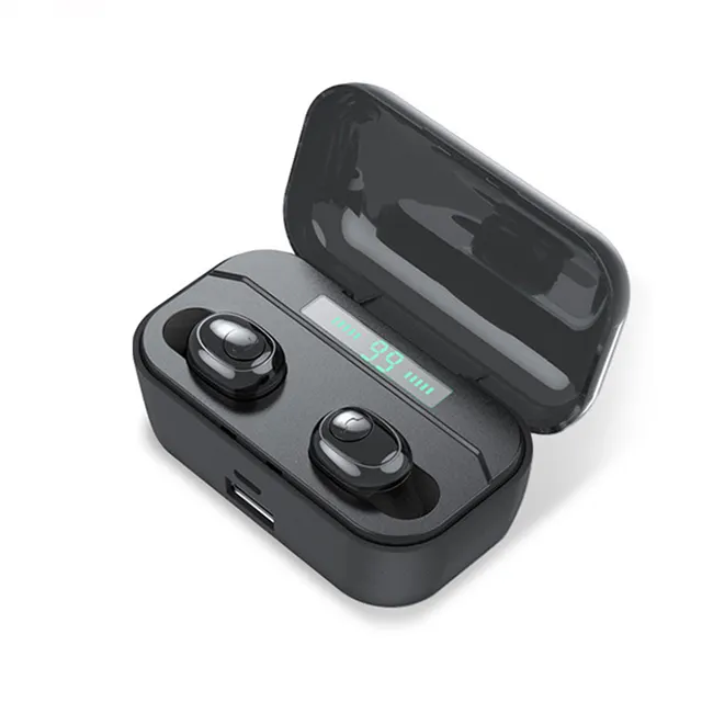 Imperméable à l'eau Mini Oreillette BT 5.0 Affichage LED Écouteurs TWS Dans L'oreille Sans Fil Ecouteurs