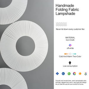 Hitecdad Lustre <span class=keywords><strong>Grande</strong></span> <span class=keywords><strong>Roue</strong></span> 60CM 52W Anneau Boucles D'oreilles Led Grand Plafond Pendentifs Éclairé Fer Tissu Stand Salon - Product Image 5