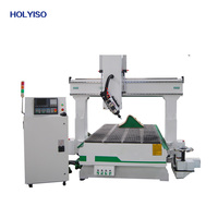 Routeur CNC Holyiso 4 axes 1325 ATC avec moteur PLC italien 9KW, moteur de broche haute puissance, production rapide de contreplaqué, porte en bois
