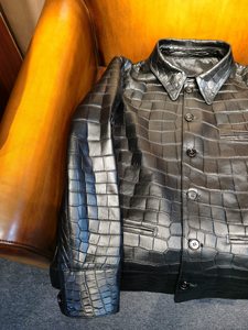 100% crocodile leather jacket Formal winter <b>coat</b> <b>men</b> <b>Long</b> turn-down collar jacket <b>Men's</b> crocodile leather <b>coat</b> - Product Image 2